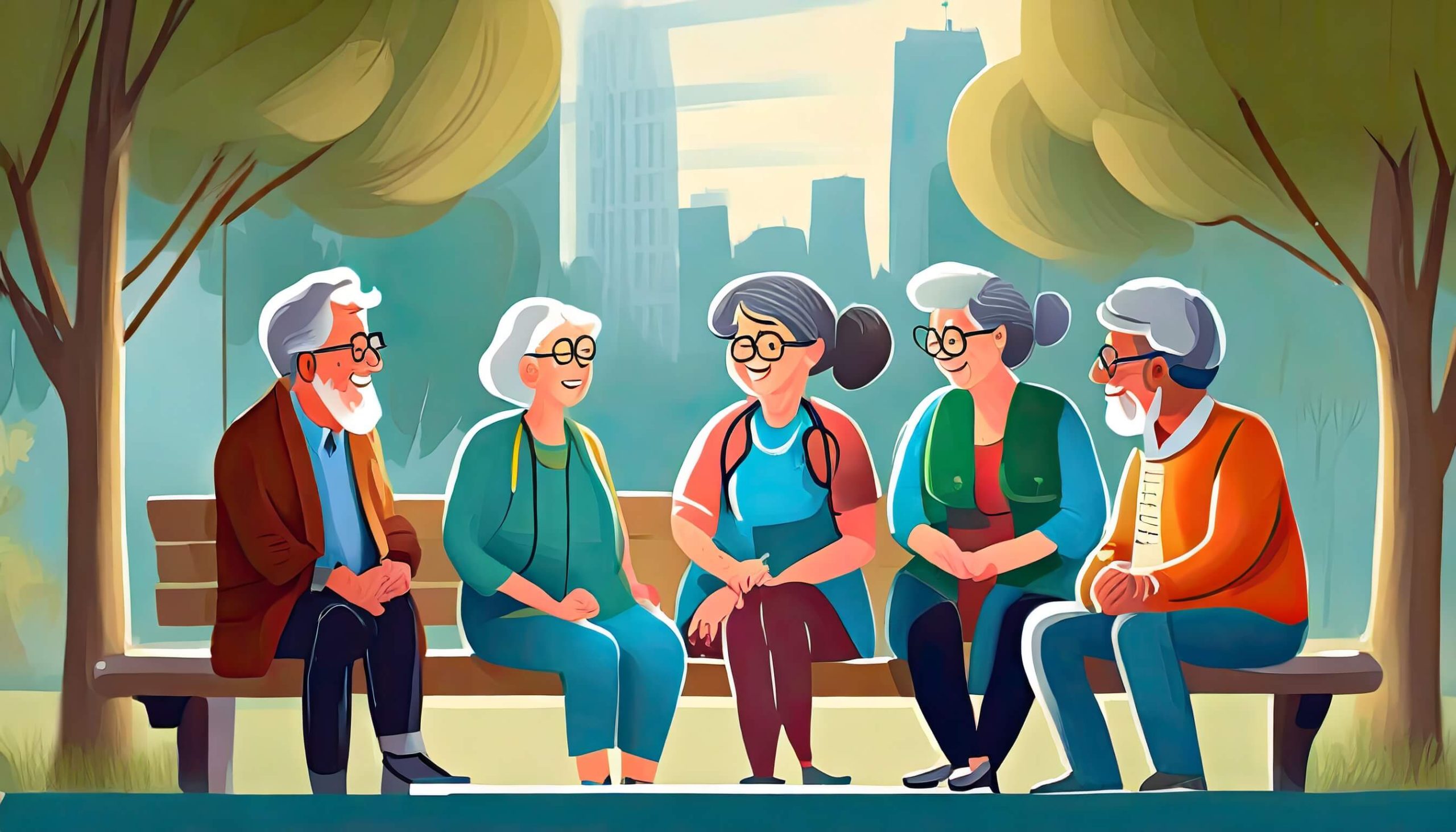 ilustración hombres y mujeres con alzheimer