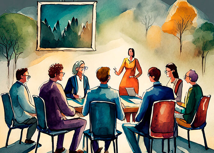 ilustración hombres y mujeres con alzheimer