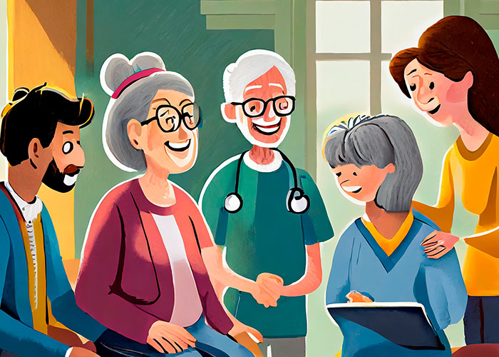 ilustración hombres y mujeres con alzheimer